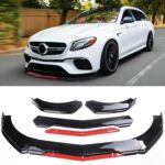 Front Lip Universal për Veturë – Ngjyrë Piano Black + E Kuqe