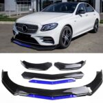 Front Lip Universal për Veturë – Ngjyrë Piano Black + E Kaltër